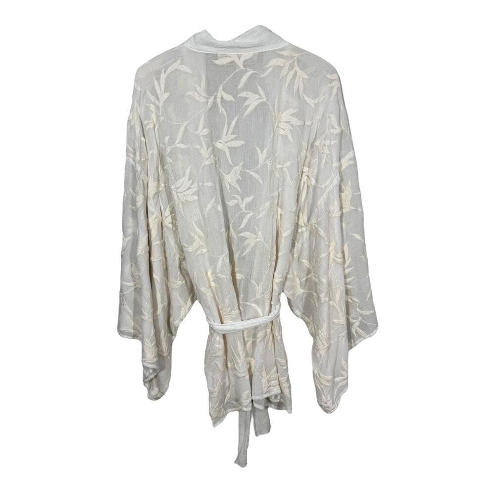 Jen's Pirate Booty Cream Embroidered Boho Kimono P/S Belted Floral Hippie - Picture 3 of 6